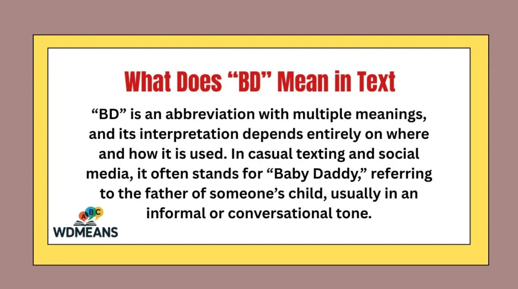 What Does “BD” Mean in Text