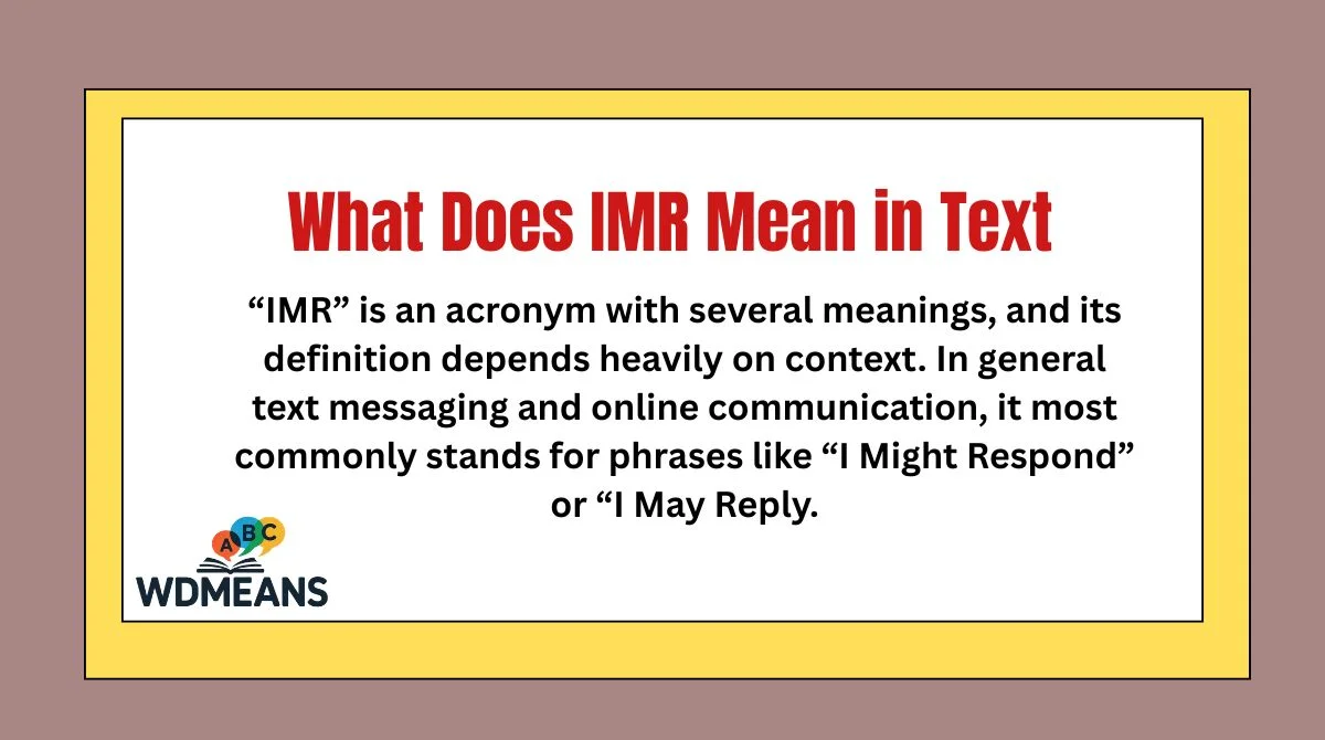What Does IMR Mean in Text