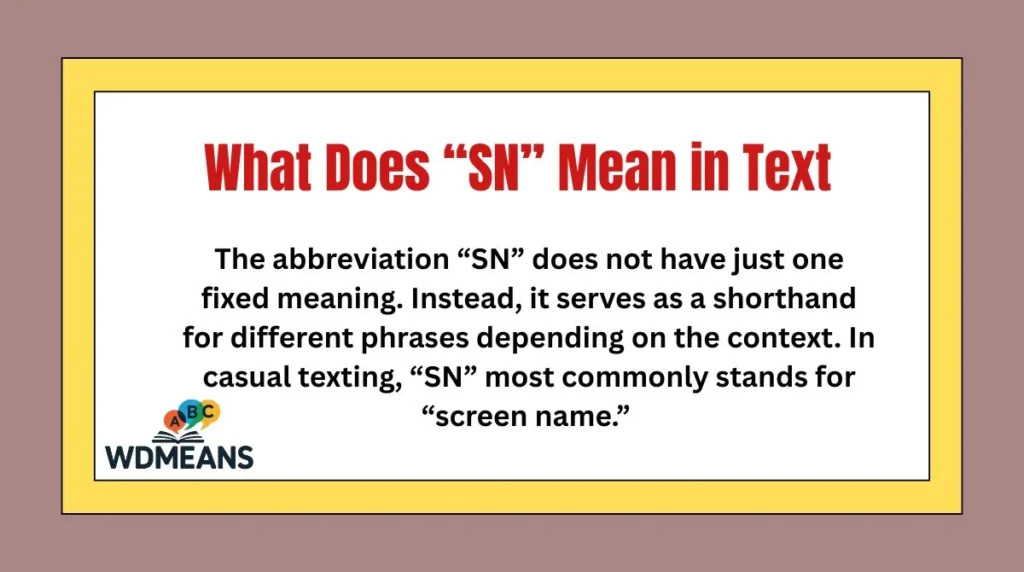 What Does “SN” Mean in Text