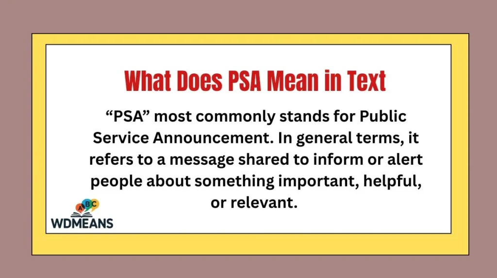 What Does PSA Mean in Text